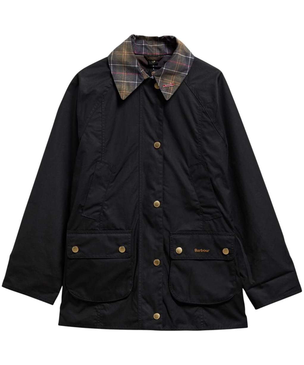 Women's Barbour Icons Tartan Collar Modern Beadnell Waxed Jacket - Black / Ancient 