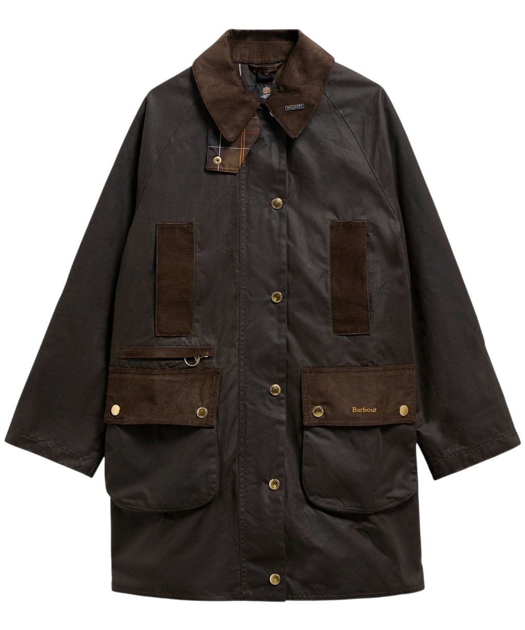 Women's Barbour Icons Modern Beaufort Waxed Jacket - Olive / Classic Tartan