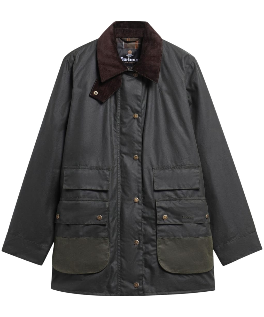 Women's Barbour Modern Border Waxed Jacket - Sage / Classic