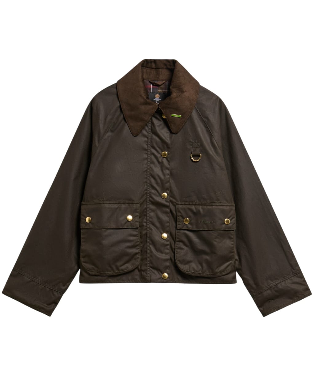 Women's Barbour Icons Modern Spey Waxed Jacket - Olive / Classic Tartan