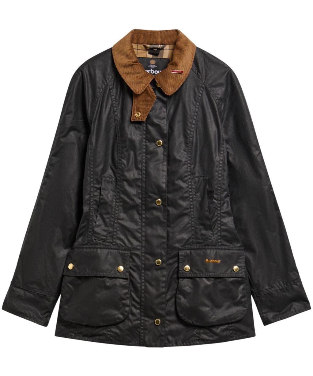 Women's Barbour Icons Beadnell Waxed Jacket - Navy / Birchwood