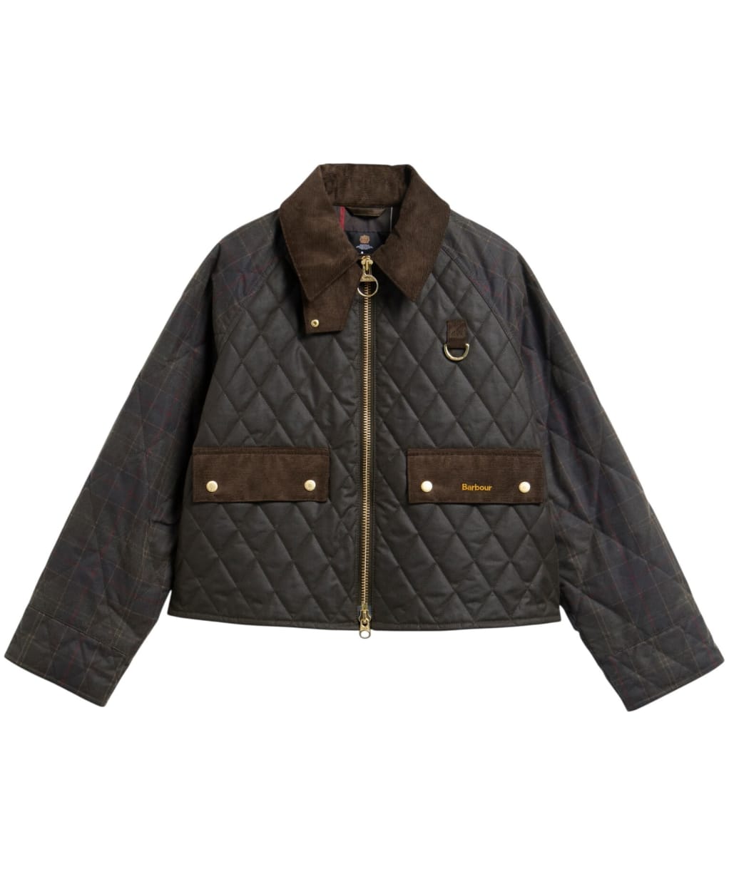 Women's Barbour Reimagined Icons Tartan Quilted Spey Waxed Jacket - Olive / Classic Tartan