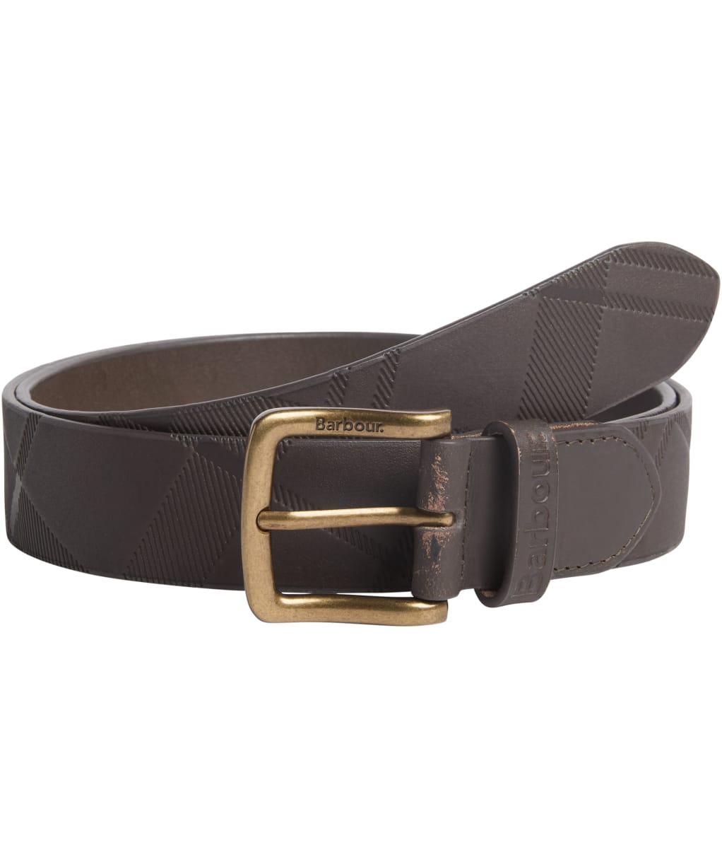 Men's Barbour Irvine Leather Belt - Dark Brown