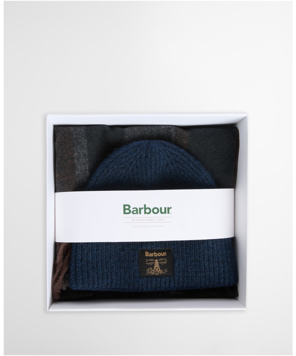Men's Barbour Westerdale Beanie & Scarf Gift Set - Navy / Grey