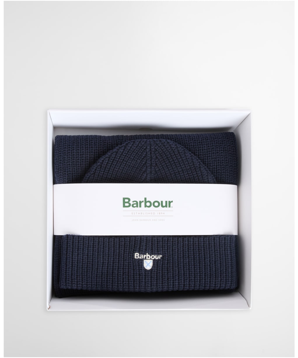 Men's Barbour Cascade Beanie & Scarf Set - Navy