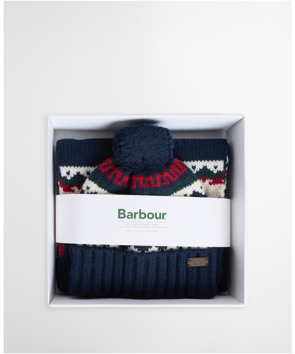 Men's Barbour Kane Knitted Beanie & Scarf Gift Set - Evergreen