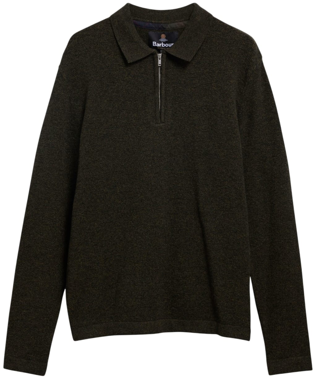 Men's Barbour Bearsted Knitted Zip Polo Shirt - Sage