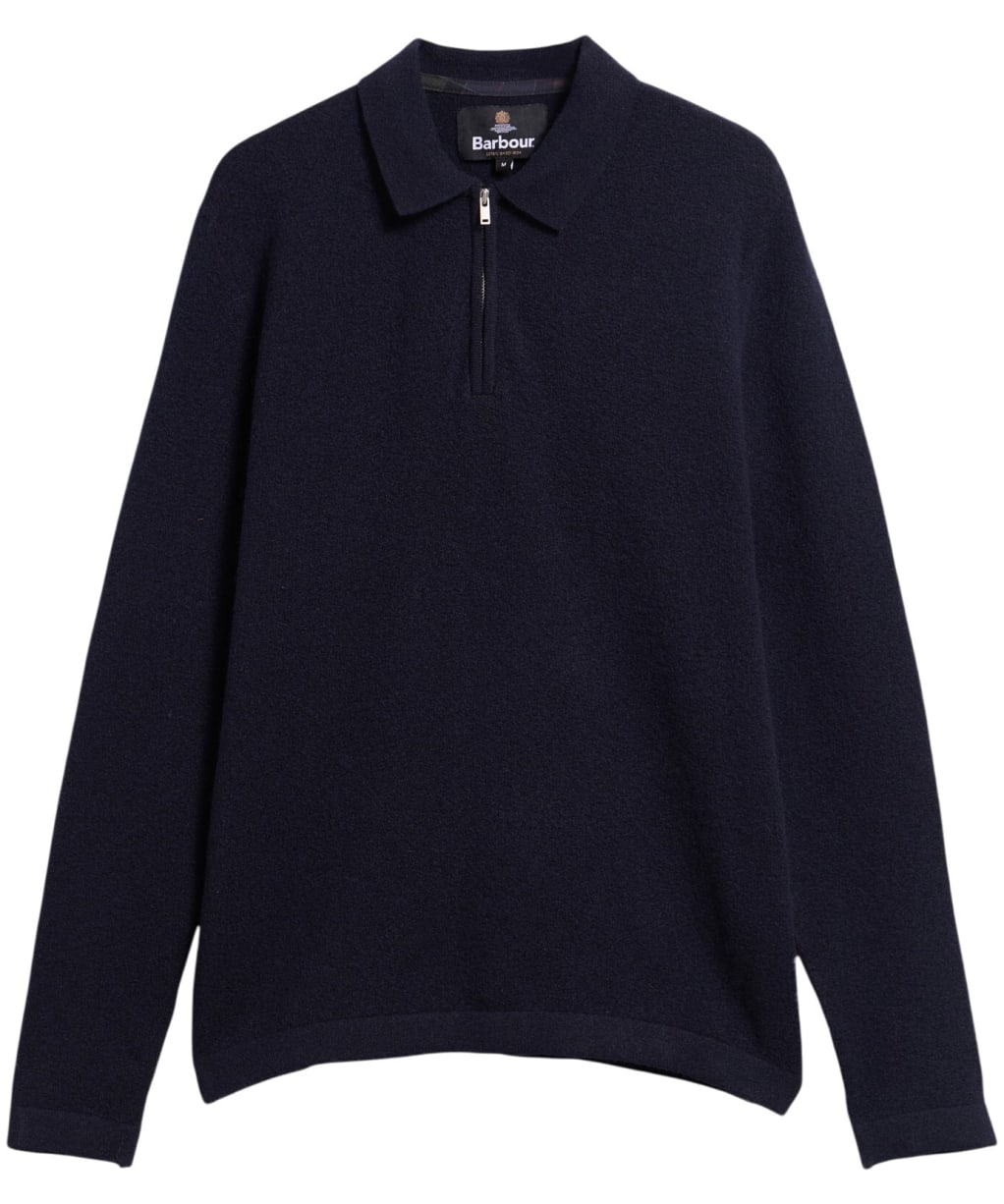 Men's Barbour Bearsted Knitted Zip Polo Shirt - Dark Navy