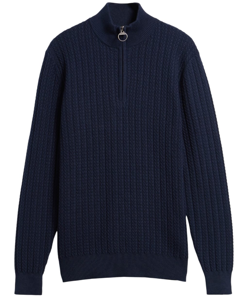 Men's Barbour Herringbone Knitted Half Zip - Navy