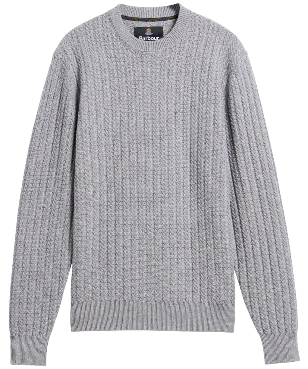 Men's Barbour Herringbone Knitted Crew - Grey