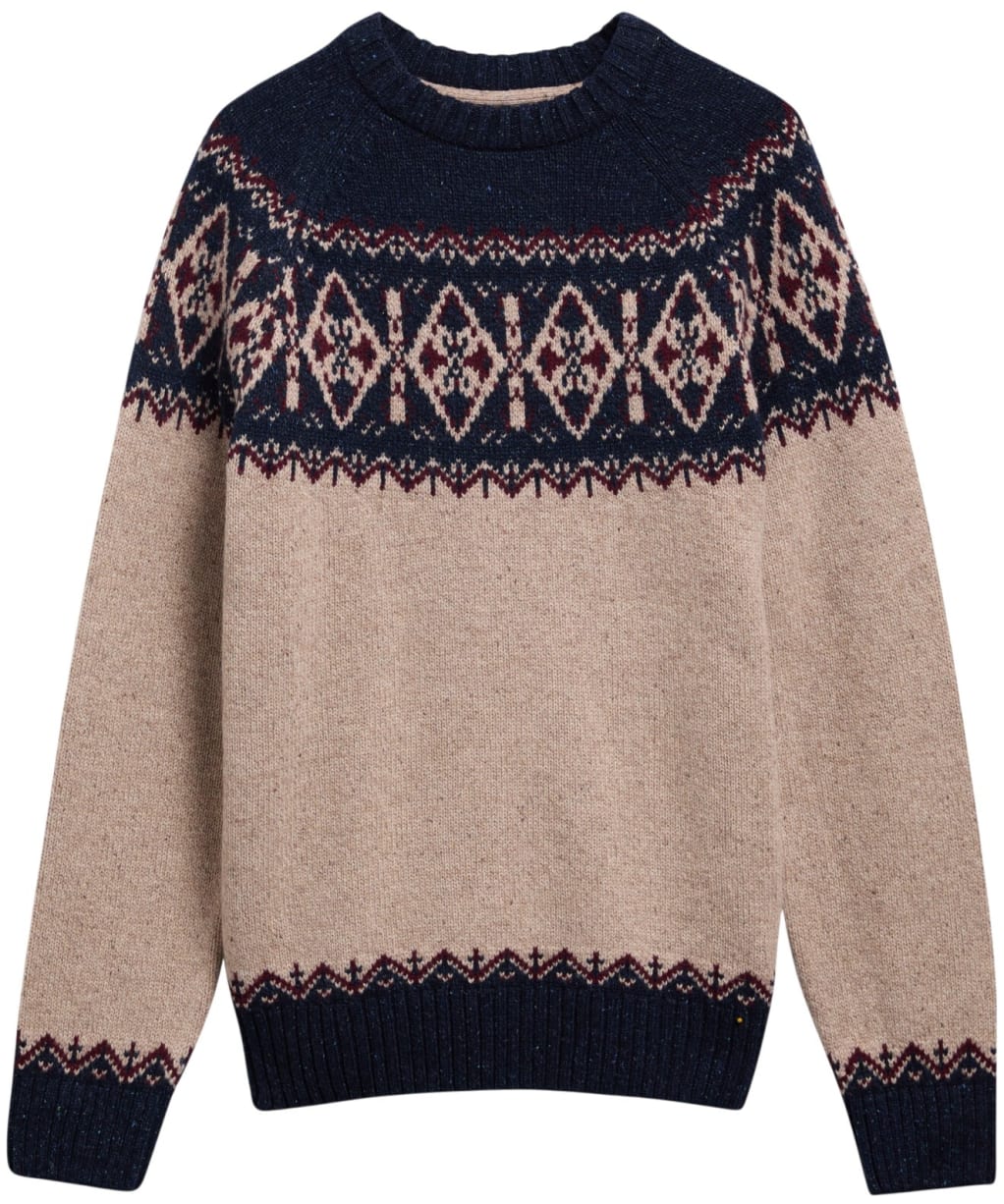 Men's Barbour Tisbury Fairisle Crew Neck Jumper - Navy