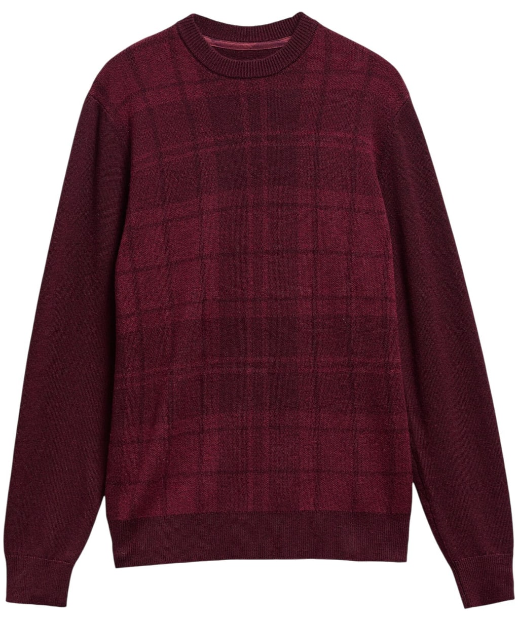 Men's Barbour Mineral Tartan Crew Neck Jumper - Burgundy