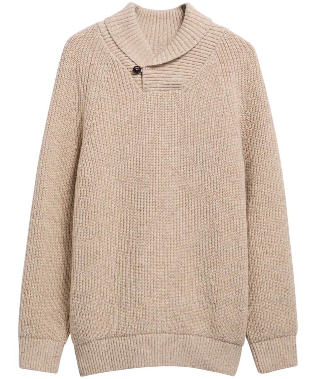 Men's Barbour Essentials Fleck Shawl Neck - Pearl