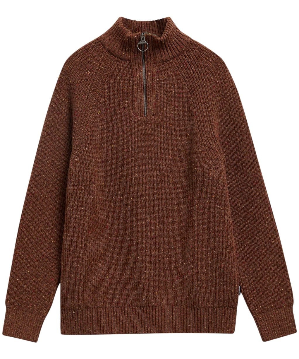 Men's Barbour Essentials Fleck Half Zip Jumper - Bracken