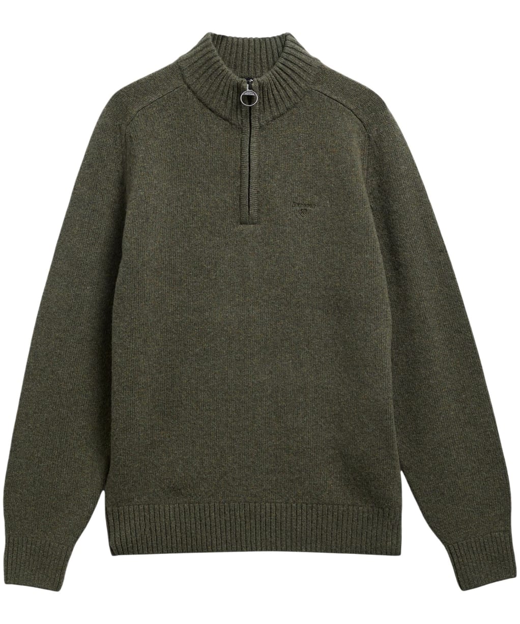 Men's Barbour Newtown Half Zip Knitted Jumper - Mid Olive