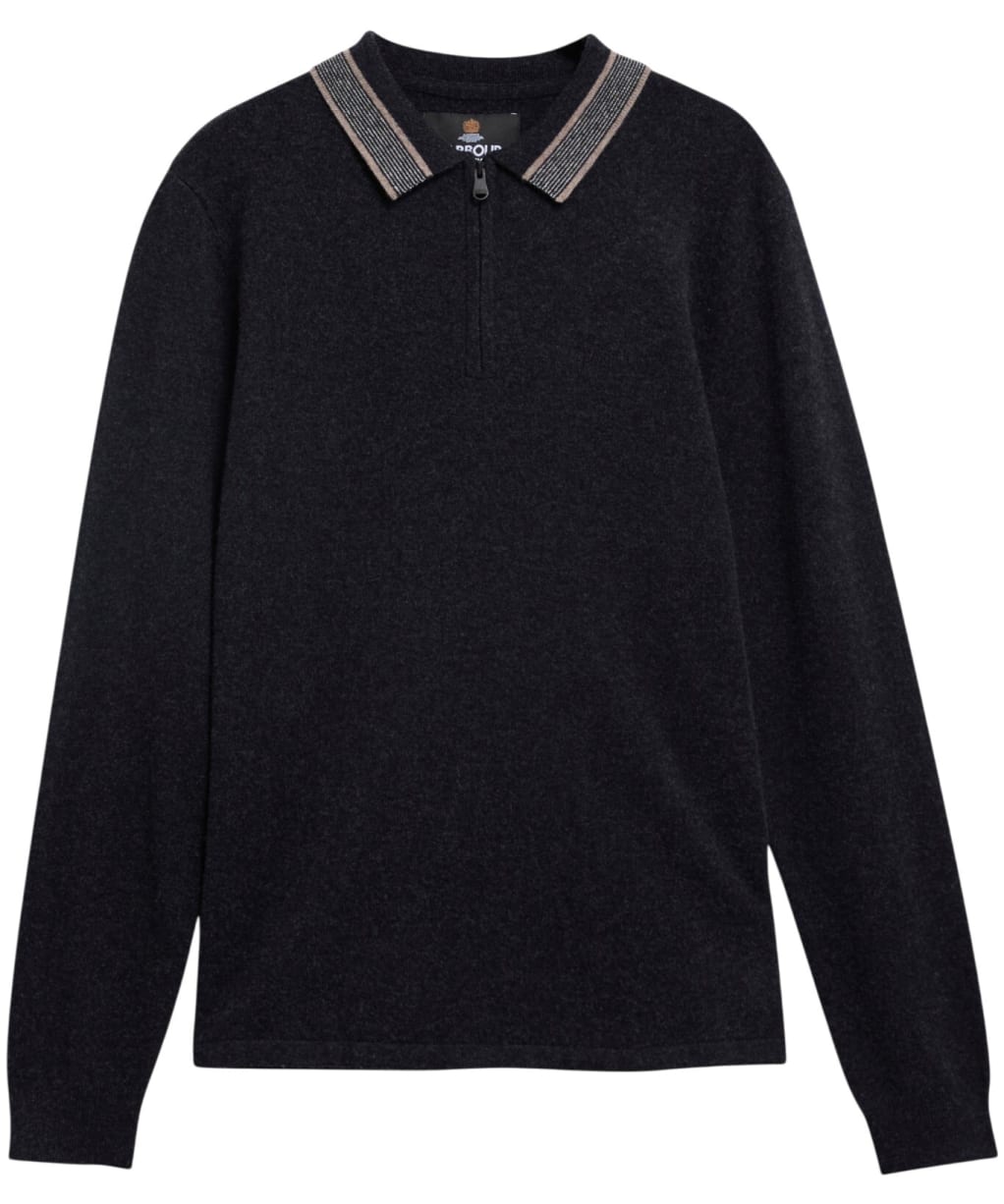 Men's Barbour International Newport Long Sleeve Knitted Polo Shirt - Black