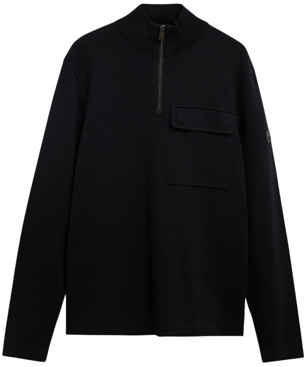 Men's Barbour International Burley Half Zip Cardigan - Black