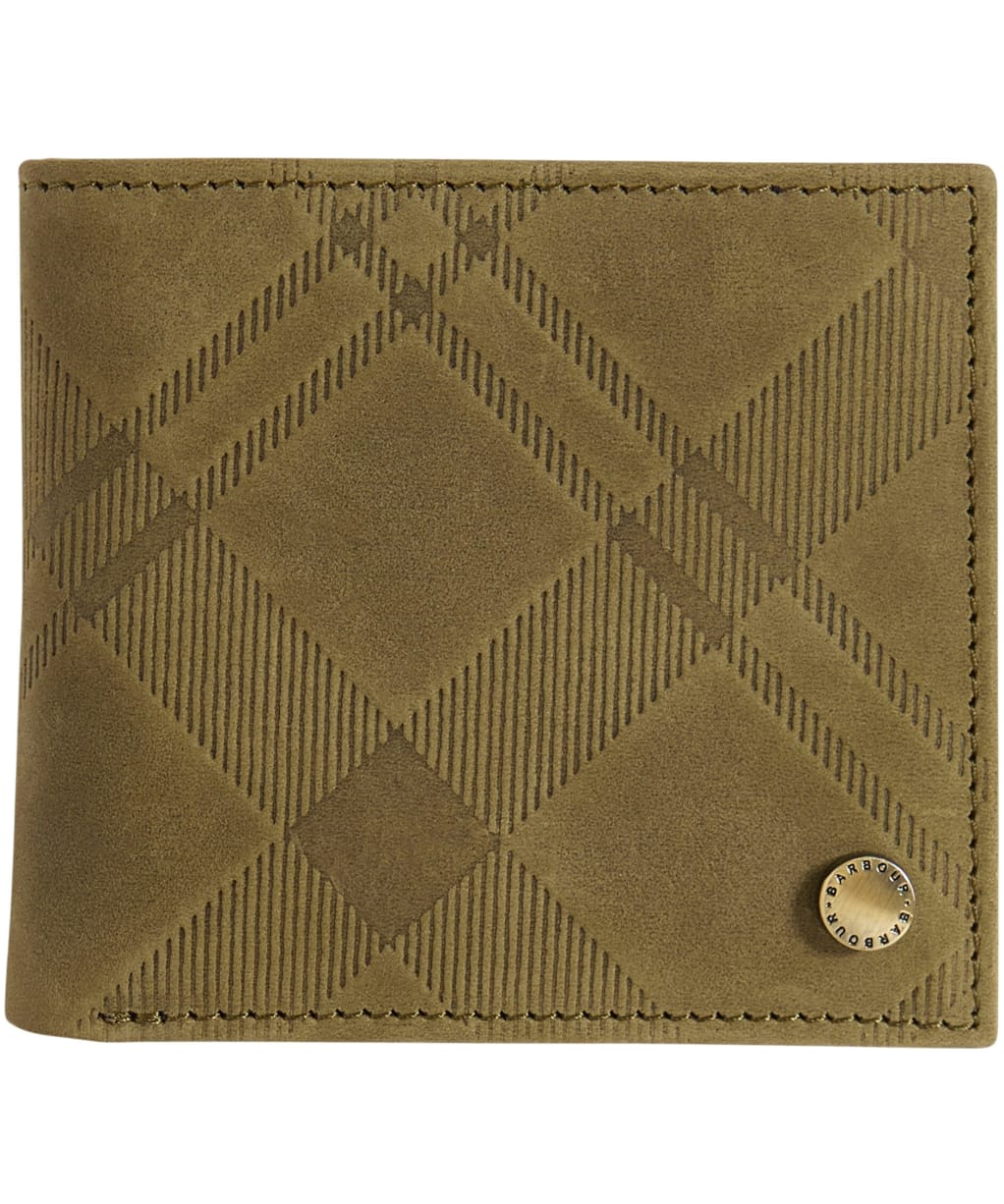 Men's Barbour Beith Tartan Nubuck Leather Wallet - Khaki