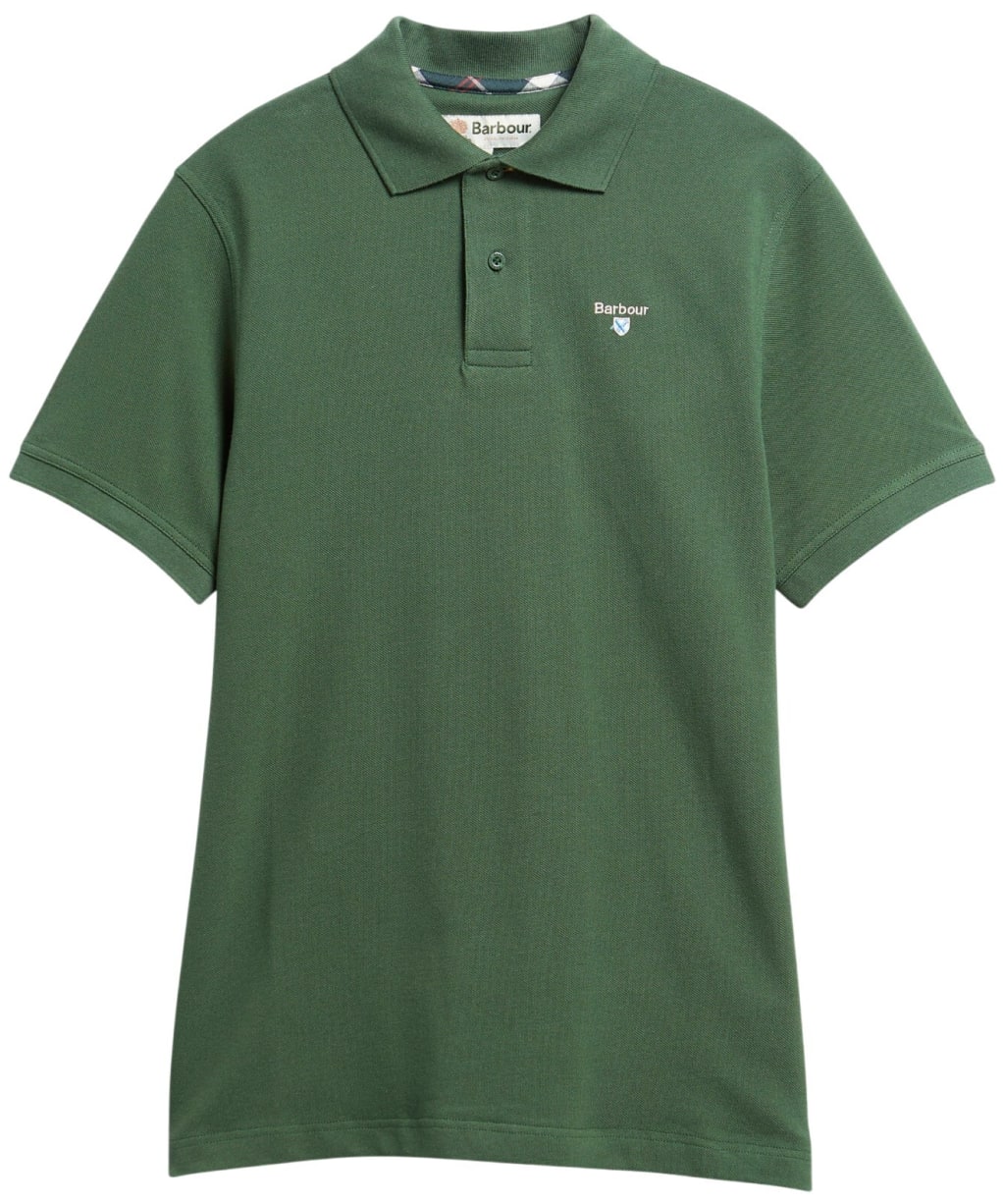 Men's Barbour Tartan Pique Polo Shirt - Sycamore Green