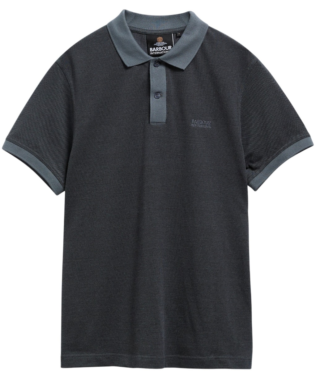 Men's Barbour International Morley Oxford Polo Shirt - BLACK/WASHER CH