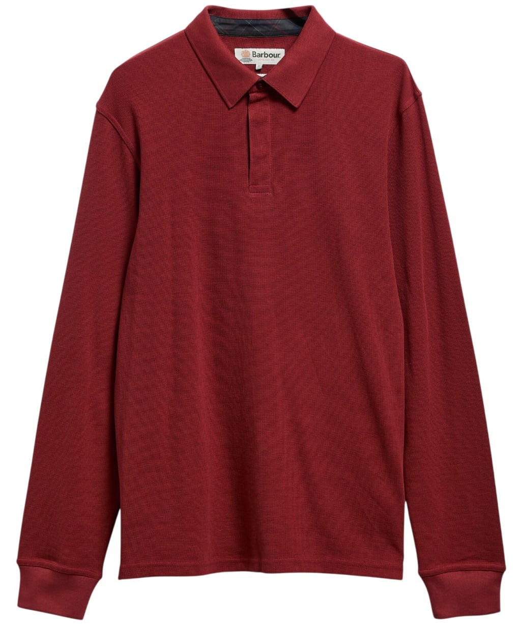 Men's Barbour Kentown Tailored Long Sleeve Polo Shirt - Russet