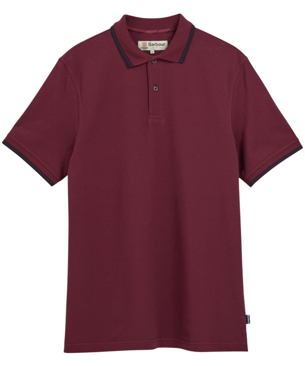 Men's Barbour Lunan Tartan Trimmed Tailored Polo Shirt - Dark Bordeaux