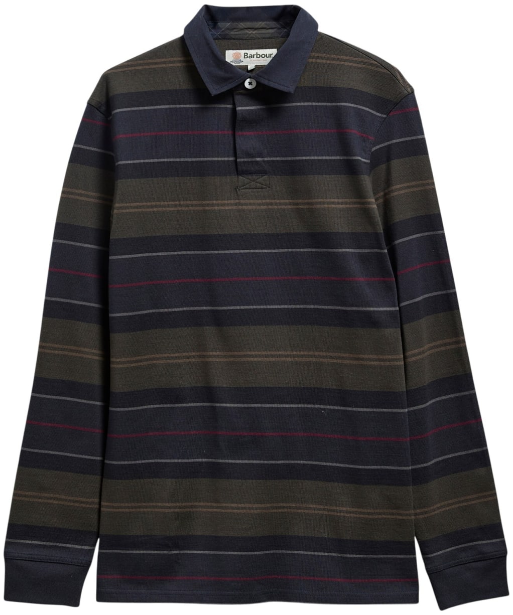 Men's Barbour Frith Tartan Stripe Rugby Shirt - Navy
