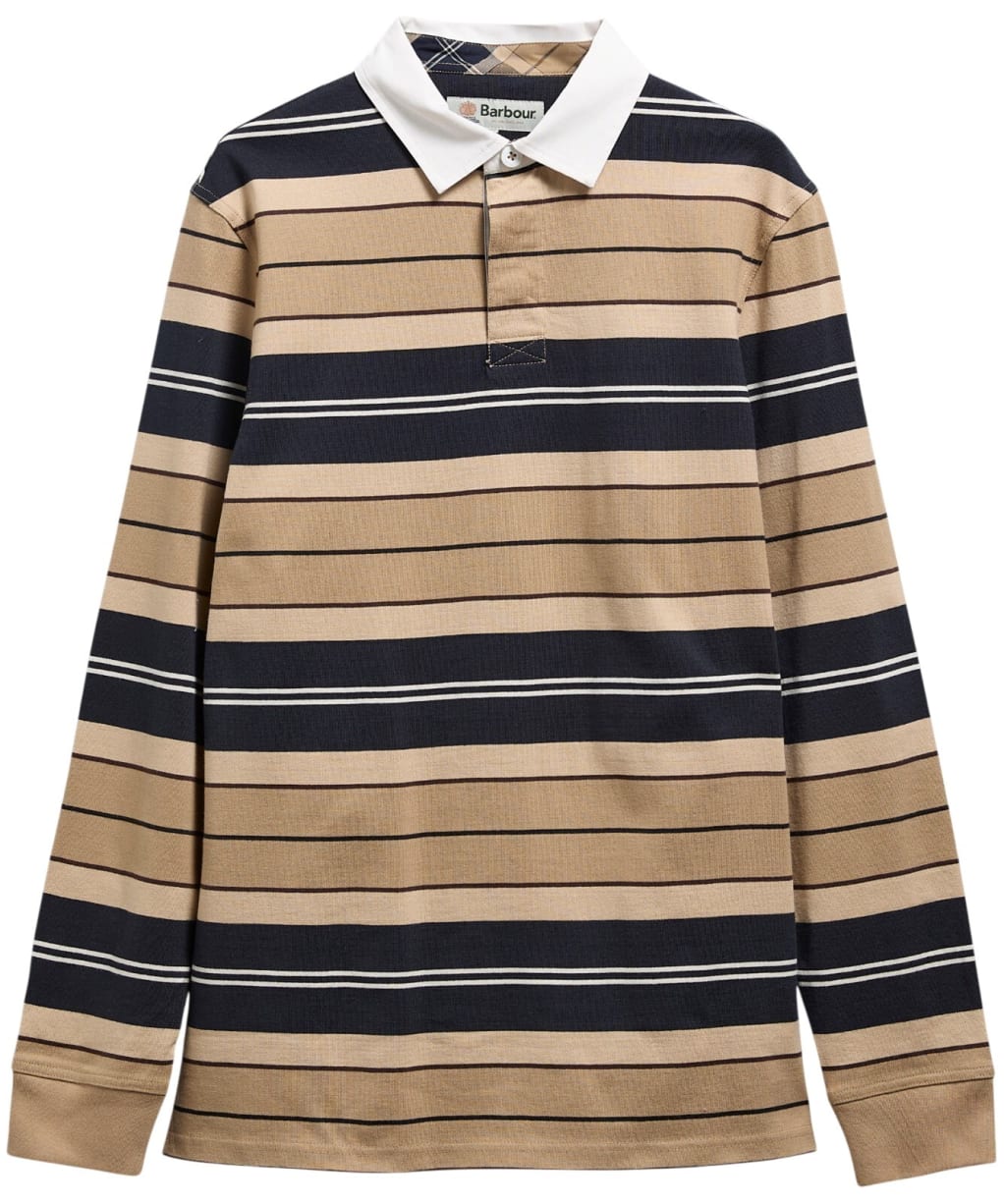 Men's Barbour Frith Tartan Stripe Rugby Shirt - Stone