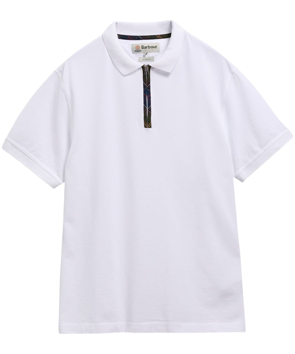 Men's Barbour Stately Zip Polo Shirt - White