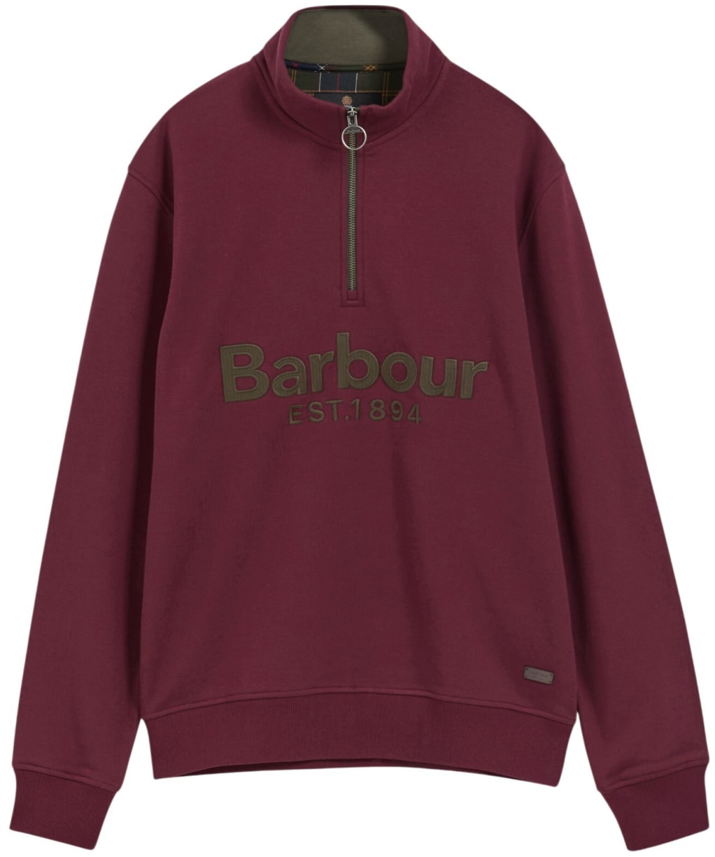 Men's Barbour Fosse Half Zip Sweatshirt - Dark Bordeaux
