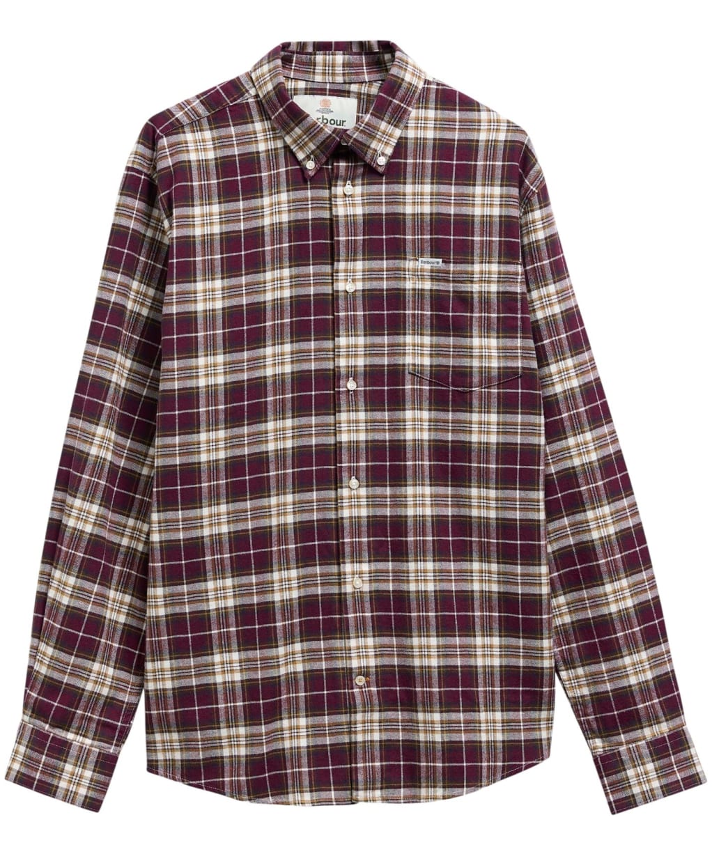 Men's Barbour Telfield Regular Checked Shirt - Dark Bordeaux