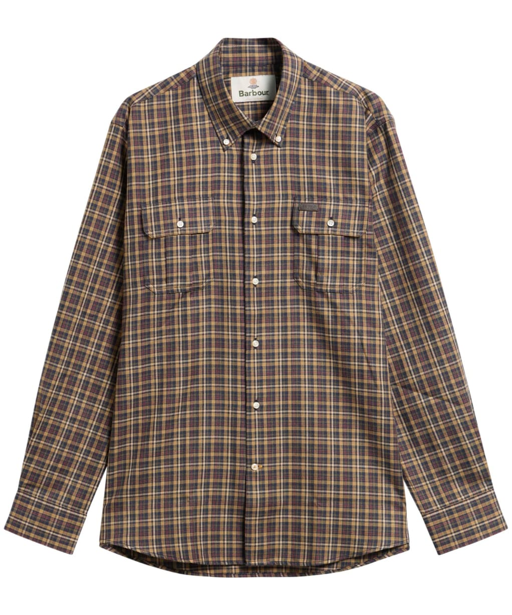 Men's Barbour Panwell Thermo Weave Regular Checked Shirt - Camel