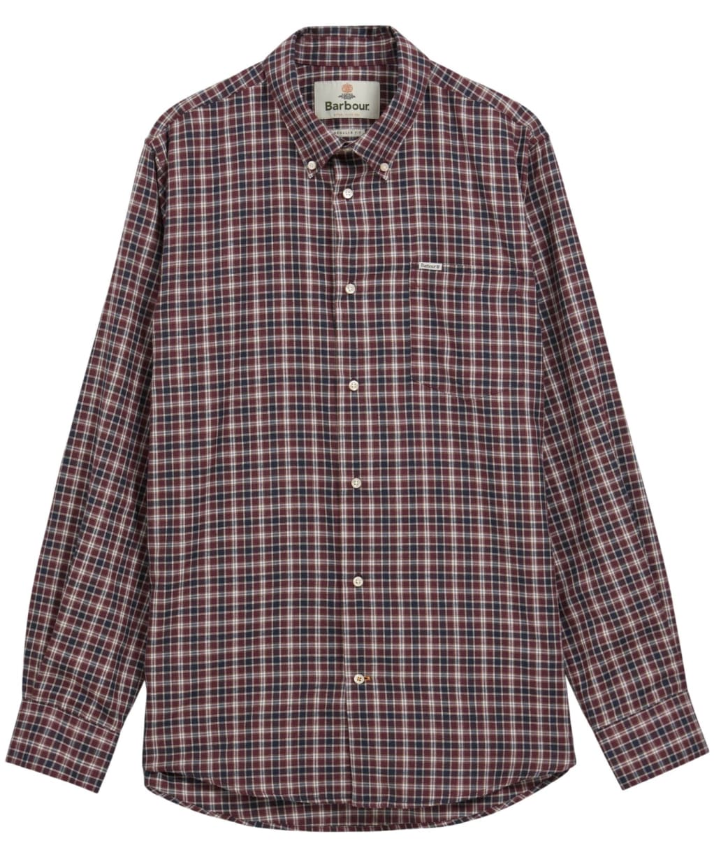 Men's Barbour Dishford Thermo Weave Regular Fit Checked Shirt - Dark Bordeaux
