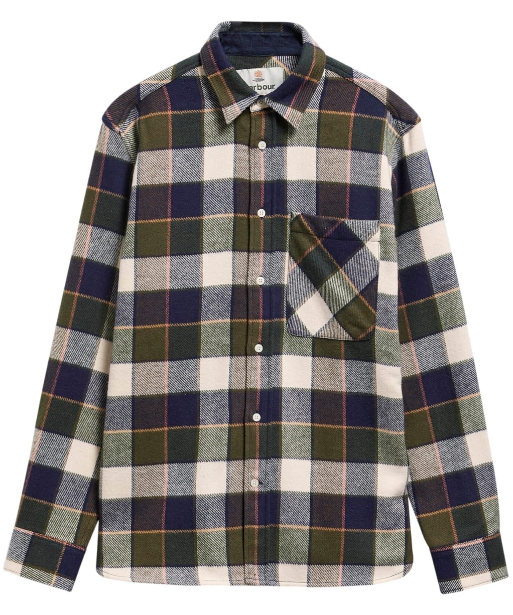 Men's Barbour Bannock Authentic Highland Check Flannel Shirt - Olive