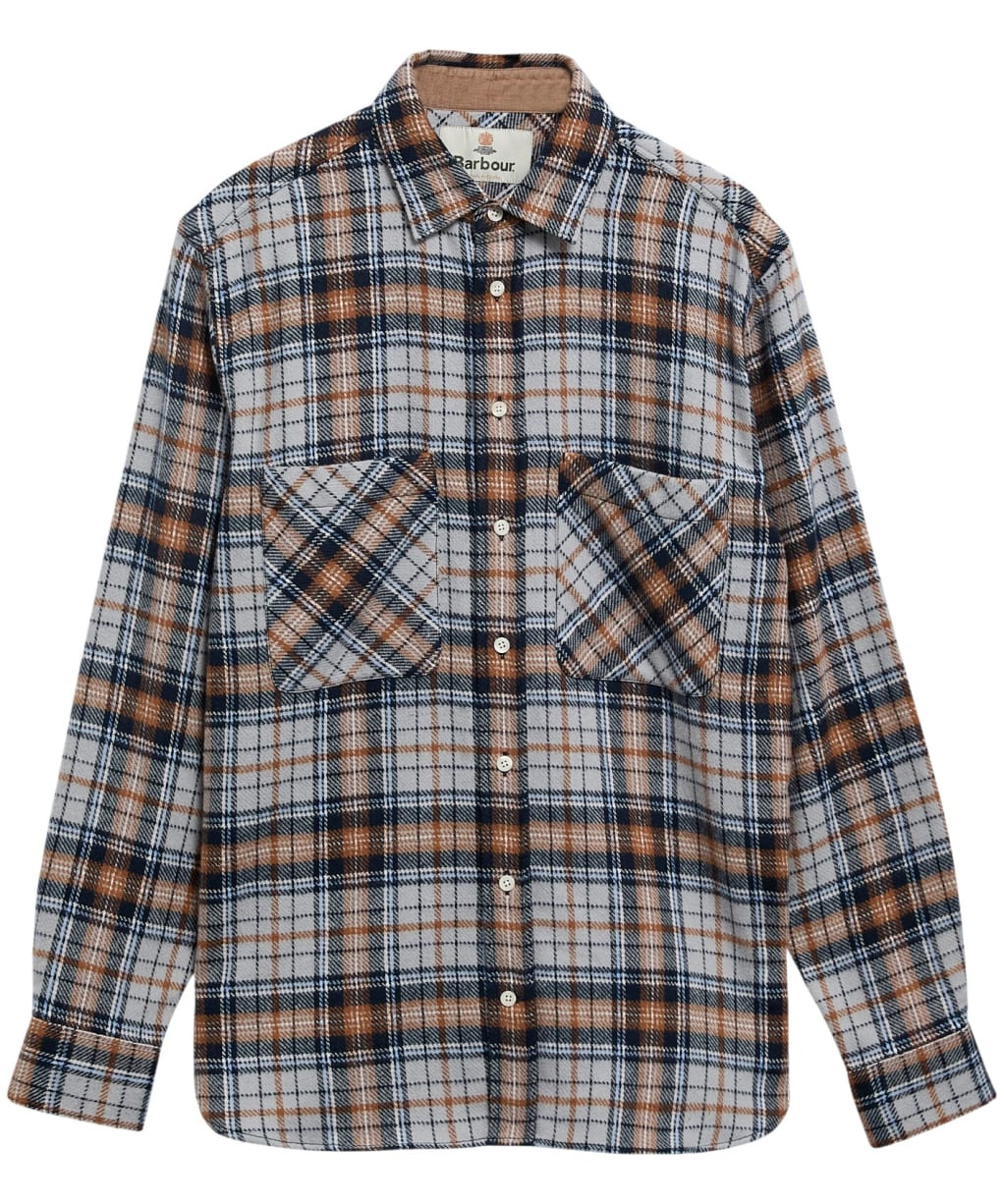 Men's Barbour Afton Authentic Highland Check Flannel Shirt - Grey Marl