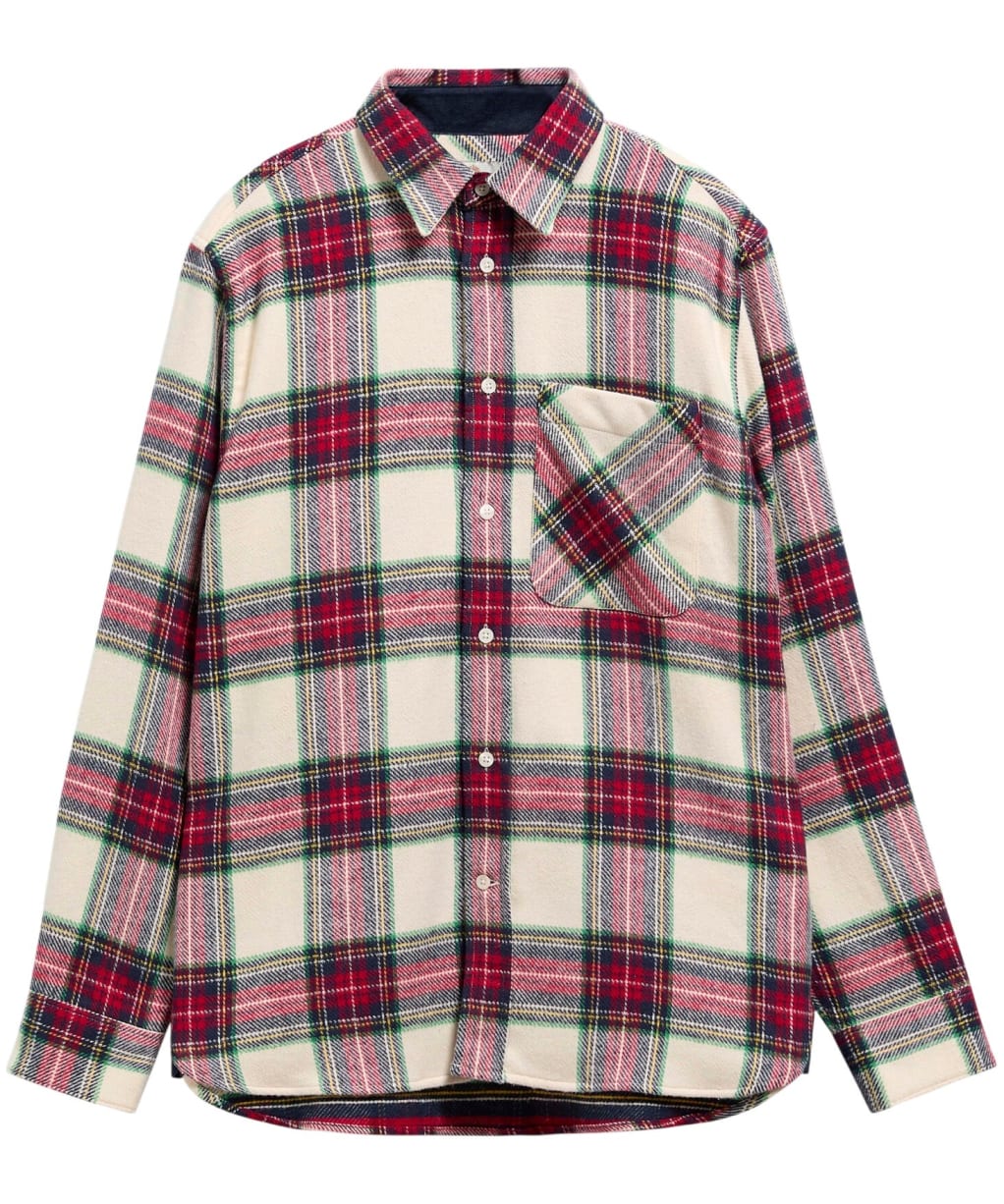 Men's Barbour Bowmont Authentic Highland Check Flannel Shirt - Ecru