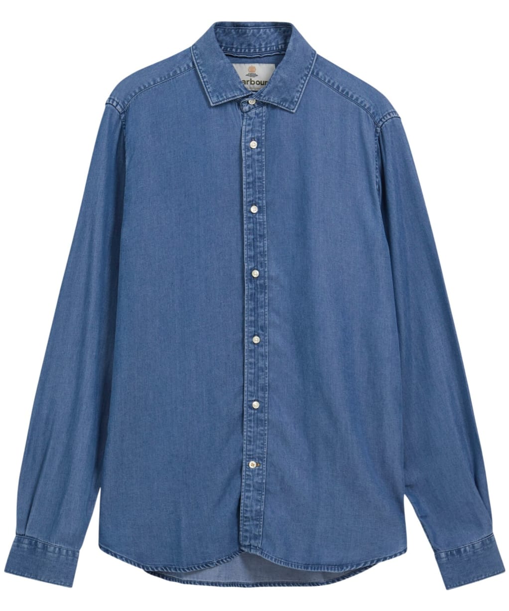 Men's Barbour Burnett Tailored Twill Shirt - Denim Blue