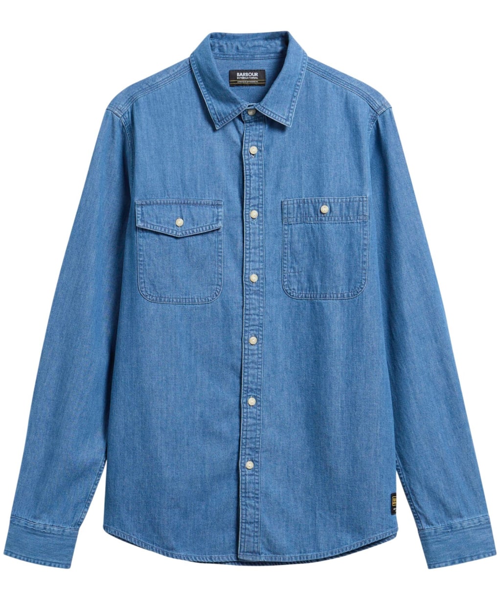 Men's Barbour International Dufton Chambray Shirt - Mid Blue