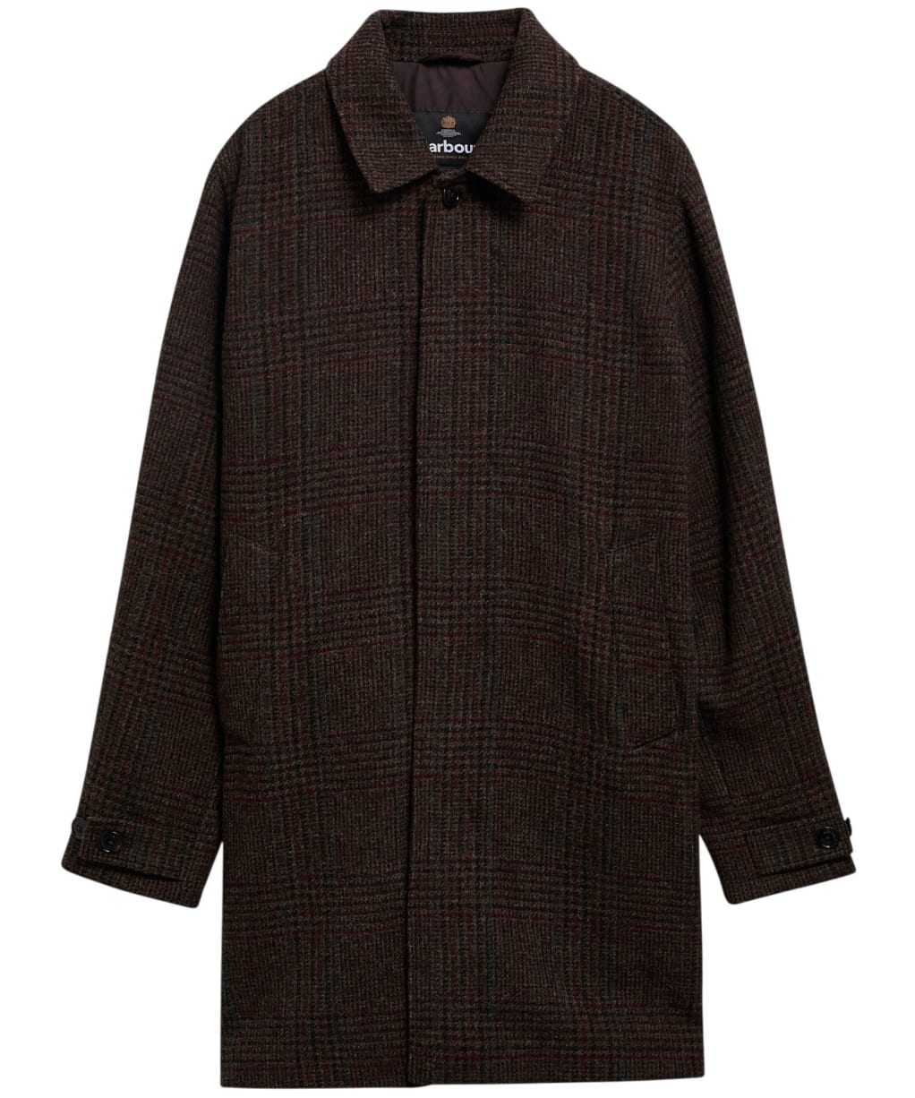 Men's Barbour Lorden Check Wool Overcoat - DARK OAK CHECK