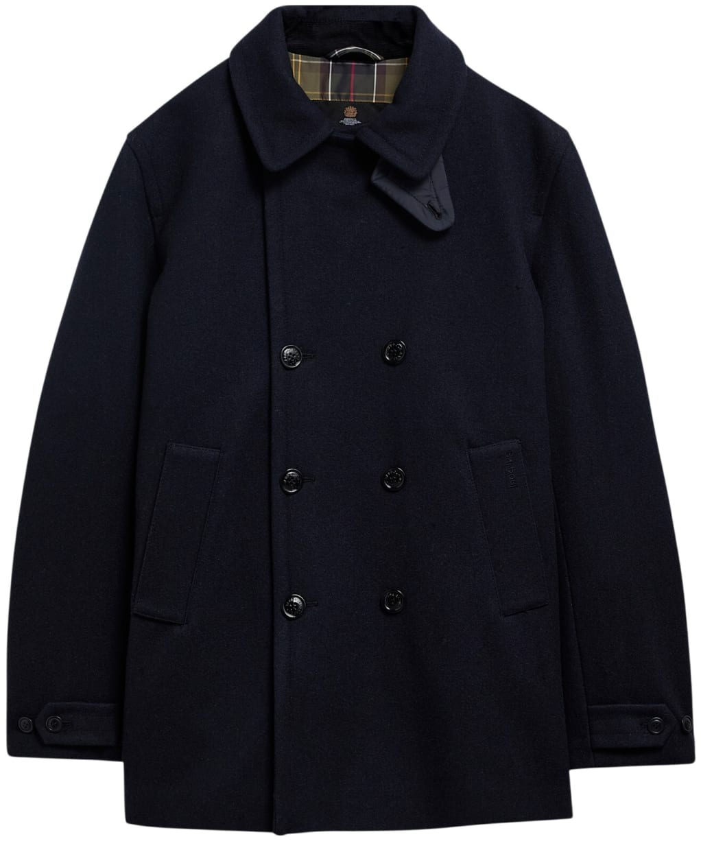 Men's Barbour Polzeath Wool Pea Coat - Navy
