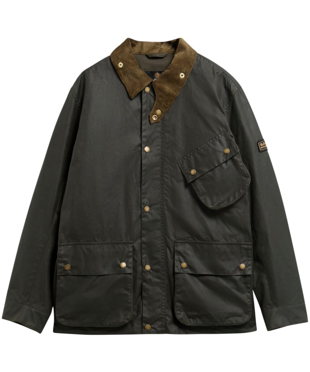 Men's Barbour International Brake Line Waxed Jacket - Fern