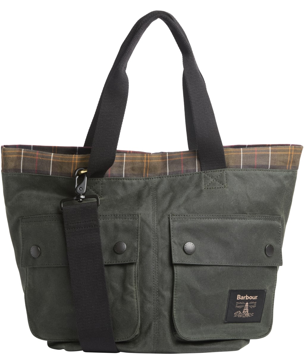 Barbour Field Waxed Carry All Tote Bag - Sage / Classic