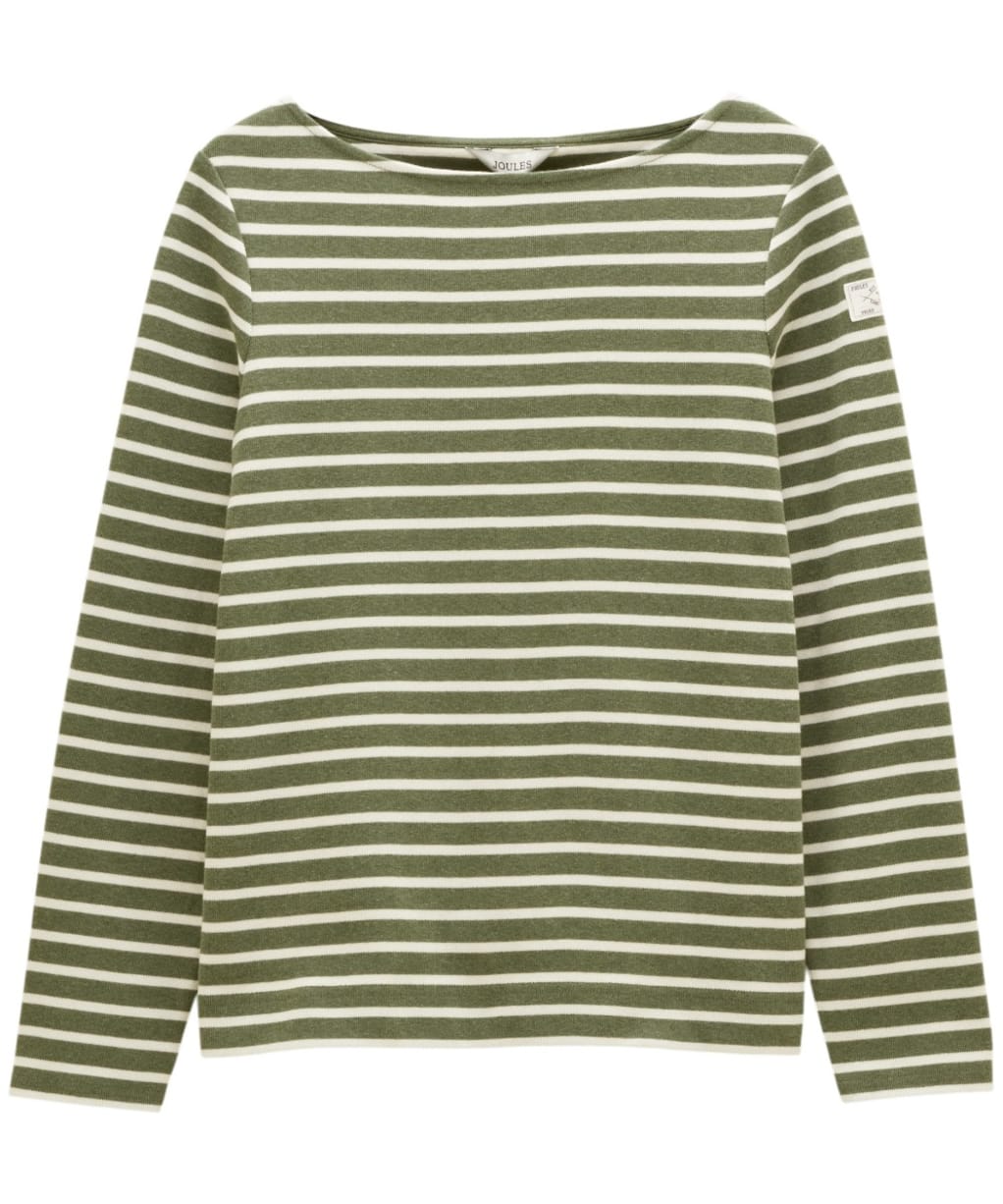  Women's Joules Striped Harbour Top - Khaki Marl