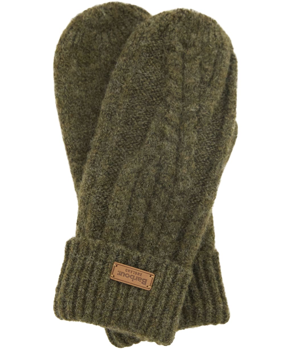 Women's Barbour Elsdon Knitted Mittens - Olive