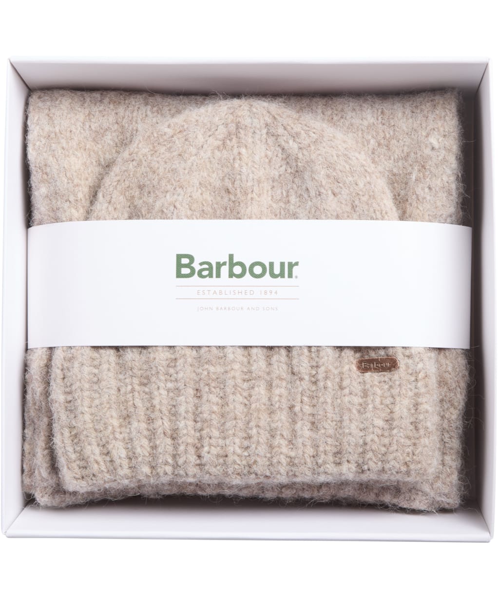 Women's Barbour Emmy Beanie & Scarf Gift Set - Taupe Mist