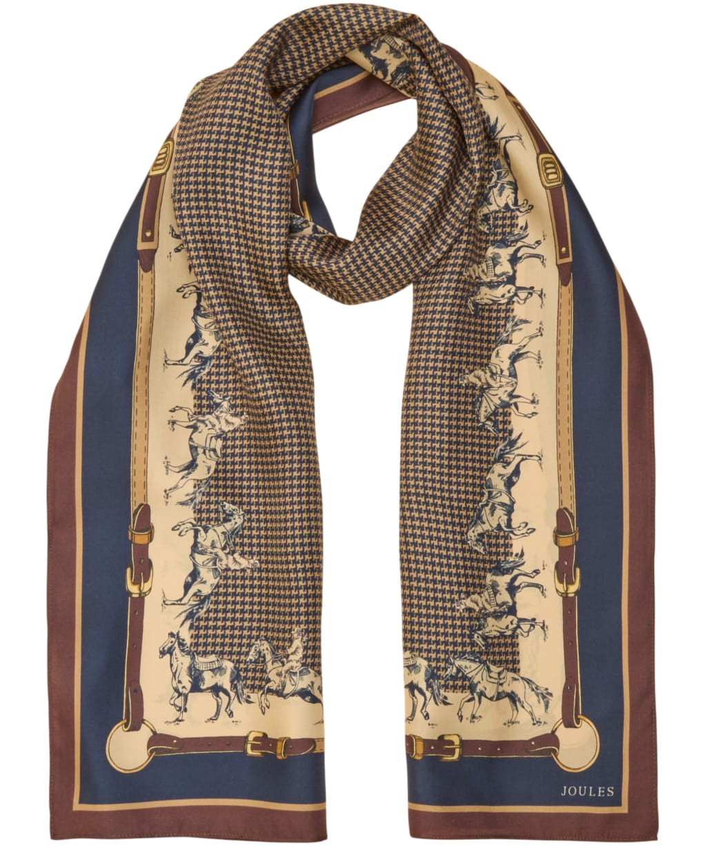Women's Joules Windsor Silk Scarf - Navy / Neutral Equestrian