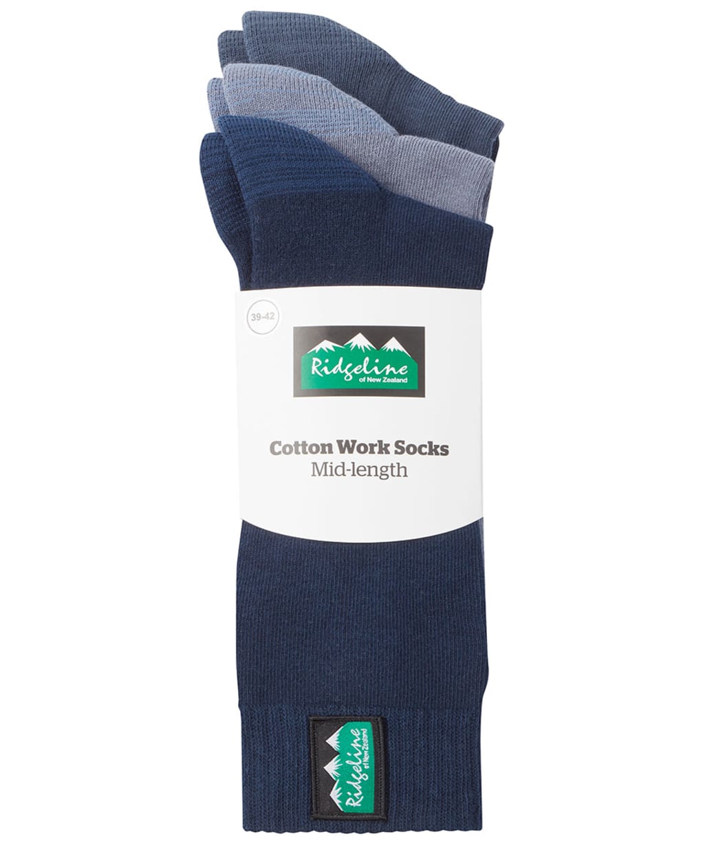 Ridgeline Cotton Work Socks – Mid Length - Navy Multi