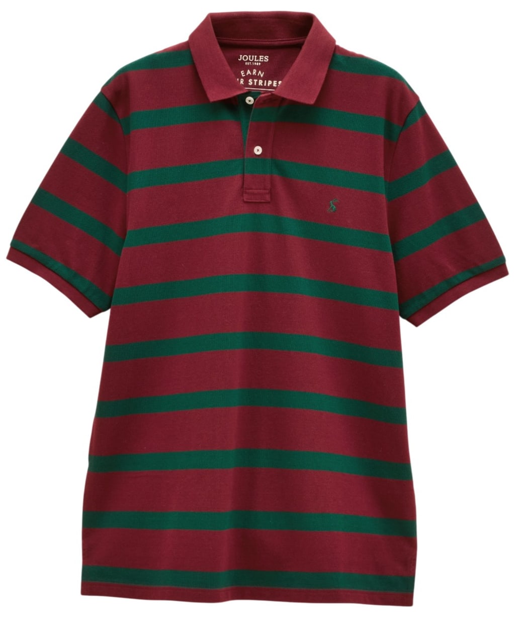 Men's Joules Woody Stripe Classic Fit Cotton Polo Shirt - Burgundy / Green
