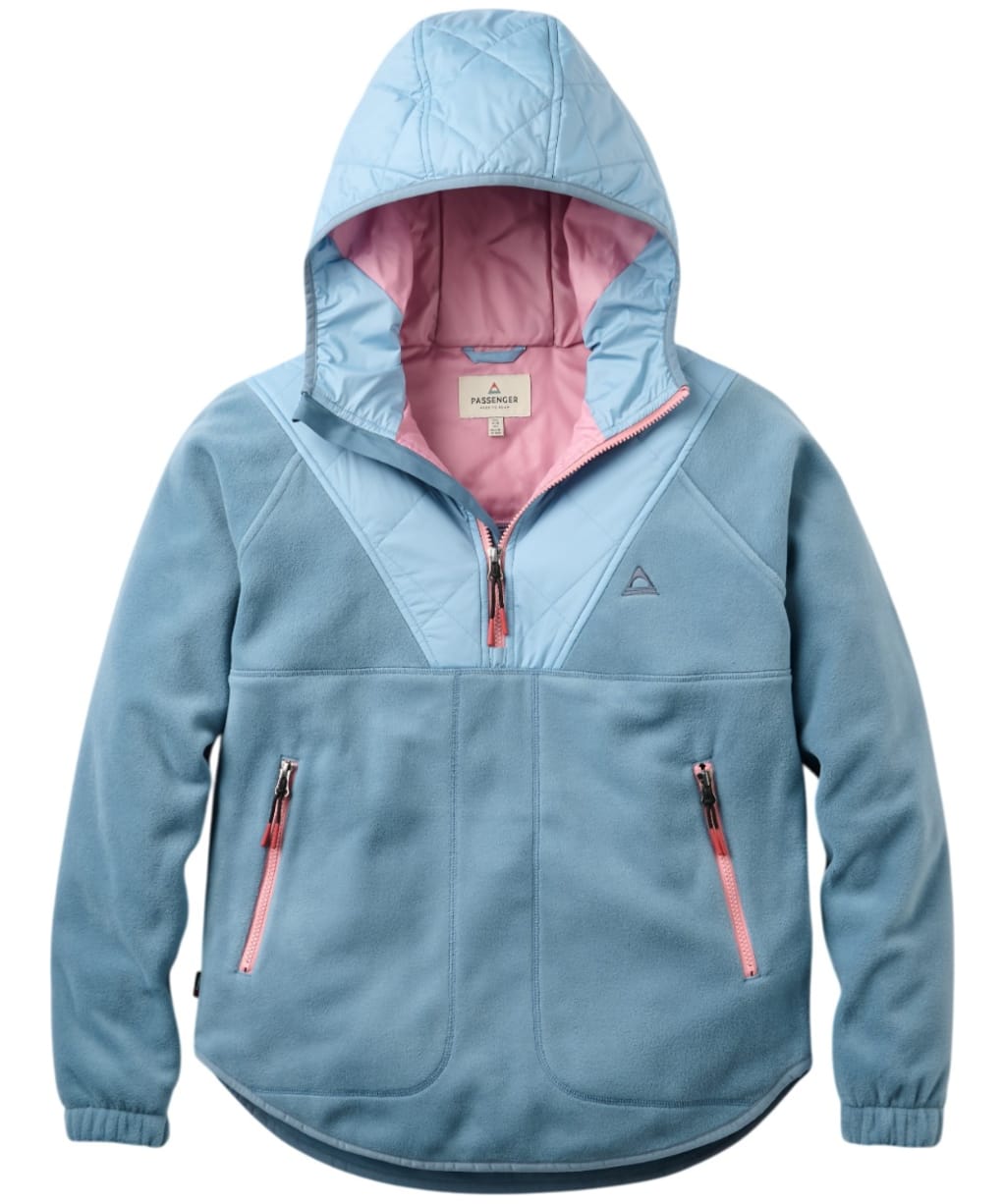  Women's Passenger Clothing Beaumont Recycled Polar Hooded Fleece - Faded Denim