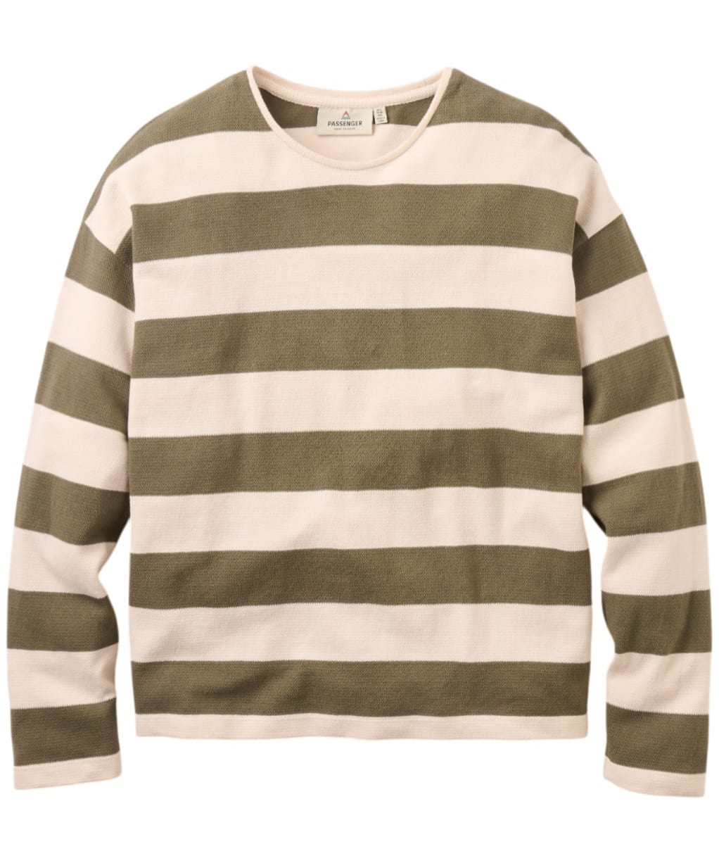 Women's Passenger Clothing Panorama Striped Long Sleeve T-Shirt - Dusty Olive